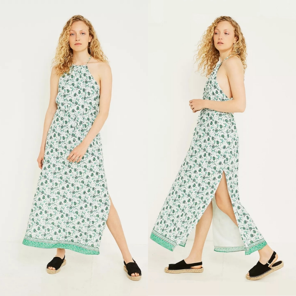 Urban Outfitters Blaze Mint Green Floral Maxi Dress Sz Extra Small EUC OB833060